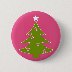 Badge Rond 5 Cm Noël rose