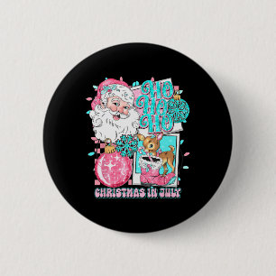 Badge Rond 5 Cm Noël Rose En Juillet Retro Père Noël Disco Snowman