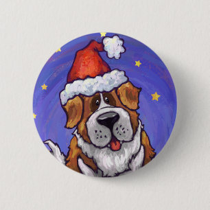 Badge Rond 5 Cm Noël Saint-Bernard