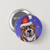 Badge Rond 5 Cm Noël Saint-Bernard (Devant & derrière)