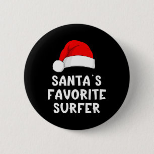 Badge Rond 5 Cm Noël Santa's Surfeur préféré Funny Xmas Surfi
