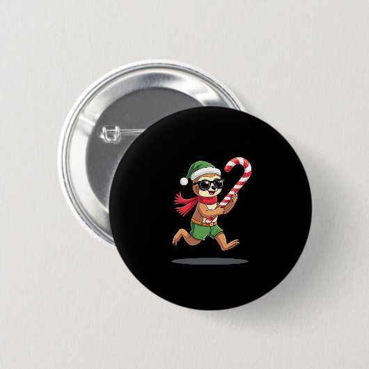 Badge Rond 5 Cm Noël Sloth Elf Peppermenthe Sucre de canne Chemise (Devant & derrière)