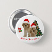 Badge Rond 5 Cm Noël Spaniel Cocker (Devant & derrière)