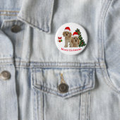 Badge Rond 5 Cm Noël Spaniel Cocker (En situation)