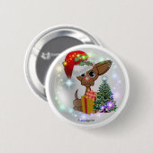 Badge Rond 5 Cm Noël timide de chien (Devant & derrière)