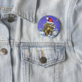 Badge Rond 5 Cm Noël Triceratops (En situation)
