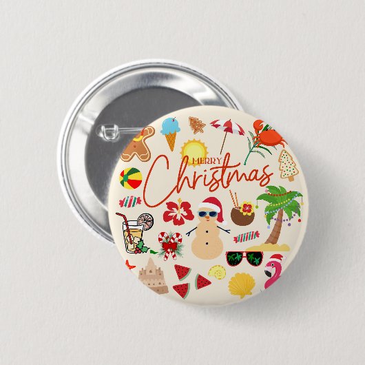 Badge Rond 5 Cm Noël tropical (Devant & derrière)