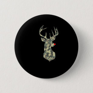 Badge Rond 5 Cm Noël Vacances Rudolf Reindeer Red Nose camu