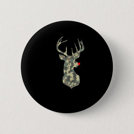 Badge Rond 5 Cm Noël Vacances Rudolf Reindeer Red Nose camu (Devant)