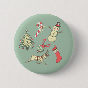 Badge Rond 5 Cm Noël vintage