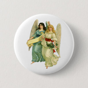 Badge Rond 5 Cm Noël vintage, anges victoriens angéliques