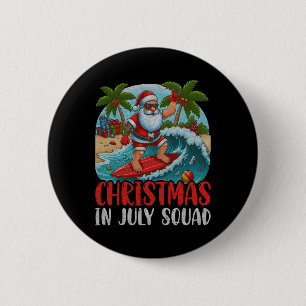 Badge Rond 5 Cm Noël Vintage en Juillet Santa Hawaïen Surf S
