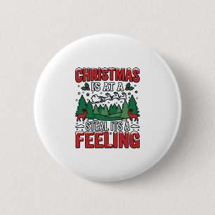 Badge Rond 5 Cm Noël Voler C'est Un Sentiment Renne Traîneau Desi
