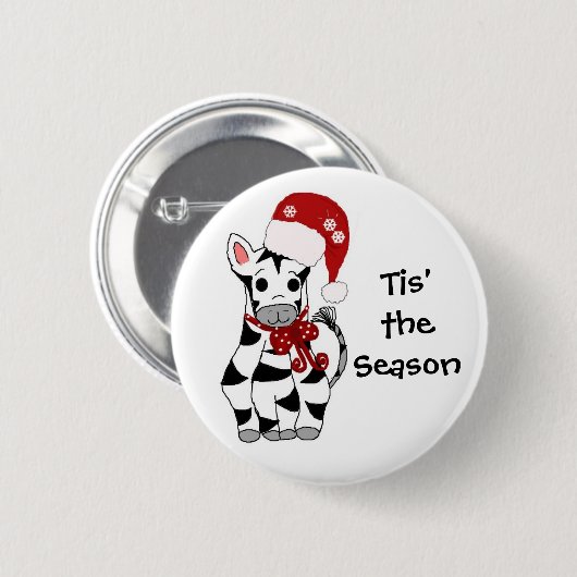 Badge Rond 5 Cm Noël Zebra (Devant & derrière)