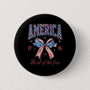 Badge Rond 5 Cm Noeud Coquette 4 Juillet Féminin Amérique Patrioti