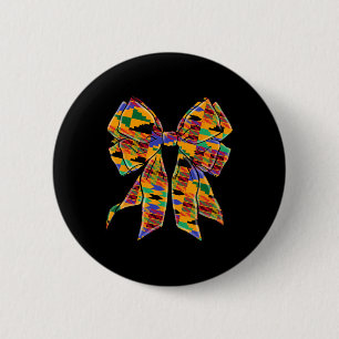 Badge Rond 5 Cm Nœud Coquette Kente Mois de l'histoire noire Afro-