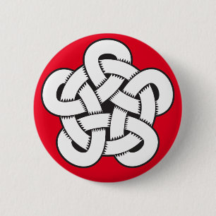 Badge Rond 5 Cm noeud de quintuple de style de wodcut
