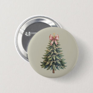 Badge Rond 5 Cm Noeud de sapin de Noël Coquette Xmas