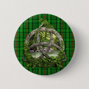 Badge Rond 5 Cm Noeud de trinité et tartan celtiques de Ross de