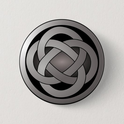 Badge Rond 5 Cm Noeud gris et noir, celtique (Devant)