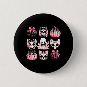 Badge Rond 5 Cm Nœuds Halloween Mignons Coquette Noir Rose Hallowe
