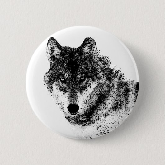 Badge Rond 5 Cm Noir Blanc Inspiration Wolf Eyes (Devant)