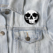 Badge Rond 5 Cm Noir & Blanc Pop Art Crâne Cool élégant (En situation)