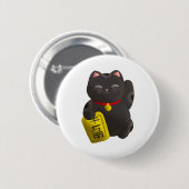 Badge Rond 5 Cm Noir chanceux de chat (Devant & derrière)