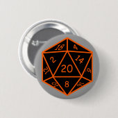Badge Rond 5 Cm Noir D20 et orange (Devant & derrière)
