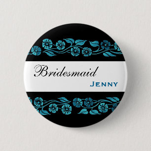 Badge Rond 5 Cm Noir de bouton de demoiselle d'honneur avec les