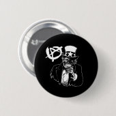 Badge Rond 5 Cm Noir de crâne d'anarchie (Devant & derrière)