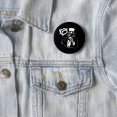 Badge Rond 5 Cm Noir de crâne d'anarchie (En situation)