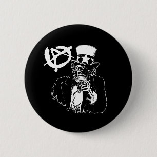 Badge Rond 5 Cm Noir de crâne d'anarchie