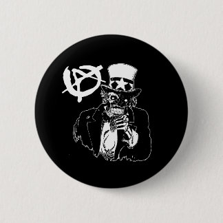 Badge Rond 5 Cm Noir de crâne d'anarchie