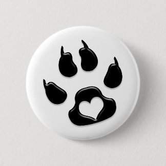 Badge Rond 5 Cm Noir de l'empreinte de patte du chat