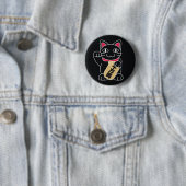 Badge Rond 5 Cm Noir de Maneki Neko (En situation)