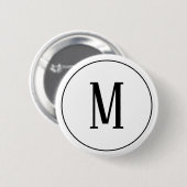 Badge Rond 5 Cm Noir de monogramme sur le bouton rond blanc (Devant & derrière)