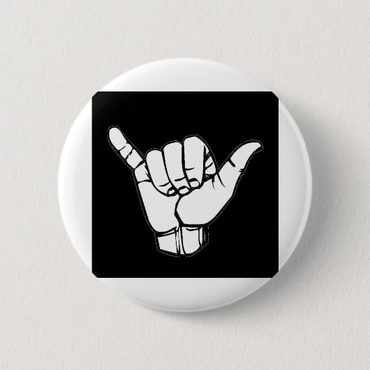 Badge Rond 5 Cm Noir de signe de Shaka (Devant)