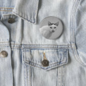 Badge Rond 5 Cm Noir et blanc - Chat 02 (En situation)