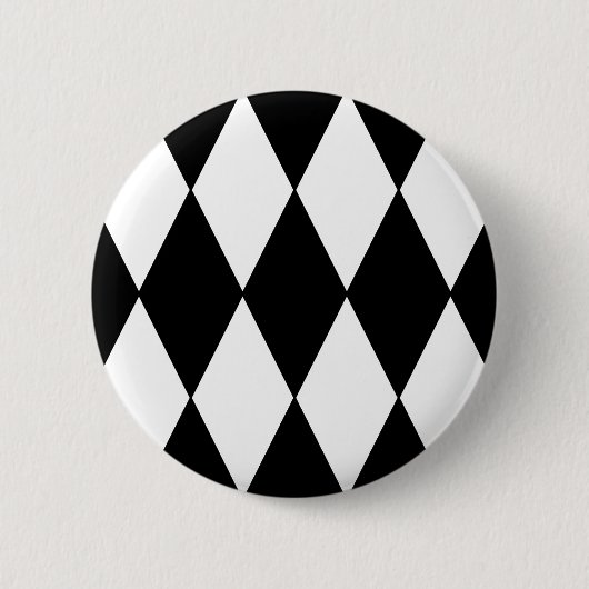 Badge Rond 5 Cm Noir et blanc Retro À damiers Motif Diamant (Devant)
