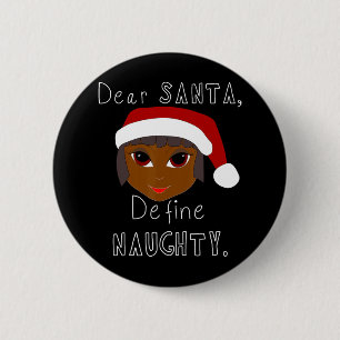 Badge Rond 5 Cm noir heureux vacances afro-américain père Noël mrs