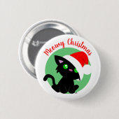 Badge Rond 5 Cm Noir Meowy Christmas Kitty Bouton (Devant & derrière)