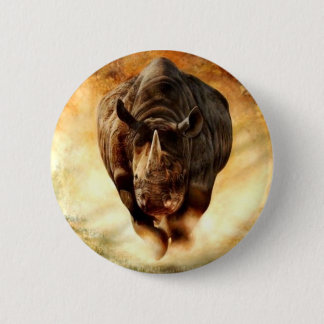 Badge Rond 5 Cm Noir+Rhinocéros+Remplissage