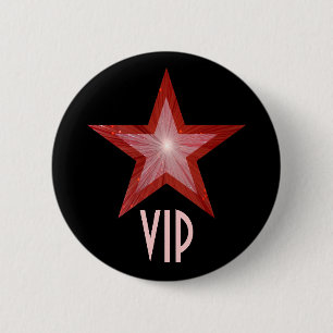 Badge Rond 5 Cm Noir rouge de bouton de l'étoile "VIP"