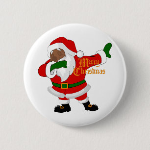 Badge Rond 5 Cm noir santa claus