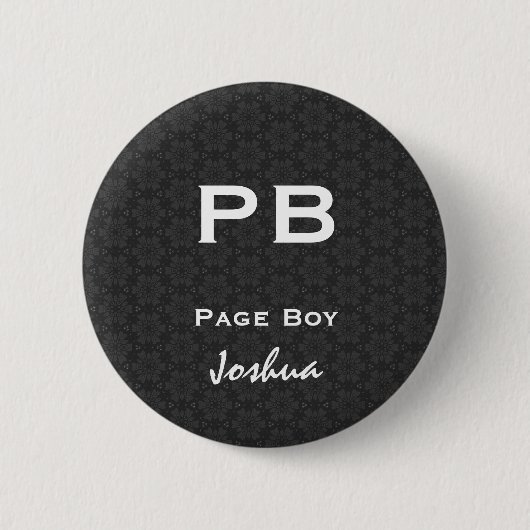 Badge Rond 5 Cm Noir V11 l'épousant blanc de garçon de page (Devant)