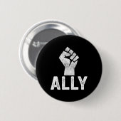 Badge Rond 5 Cm Noir Vit Problème Ally Fist Support Blm (Devant & derrière)