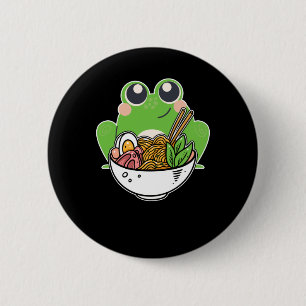 Badge Rond 5 Cm Noix japonaises Ramen et jolie grenouille droguées