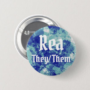 Badge Rond 5 Cm Nom ___ + Bouton Prononounes personnalisable