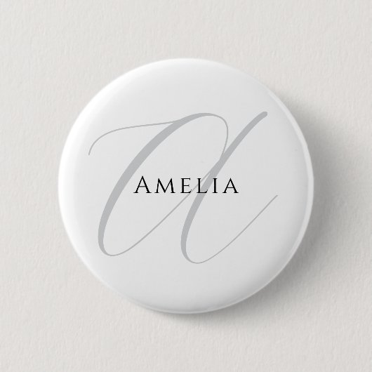 Badge Rond 5 Cm Nom chic monogramme initiale lettre calligraphie (Devant)